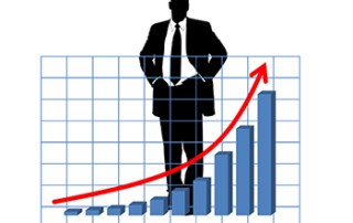 image businessman silhouette behind graph